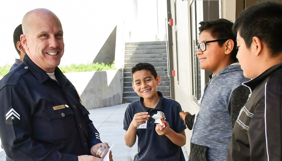Students talking to police