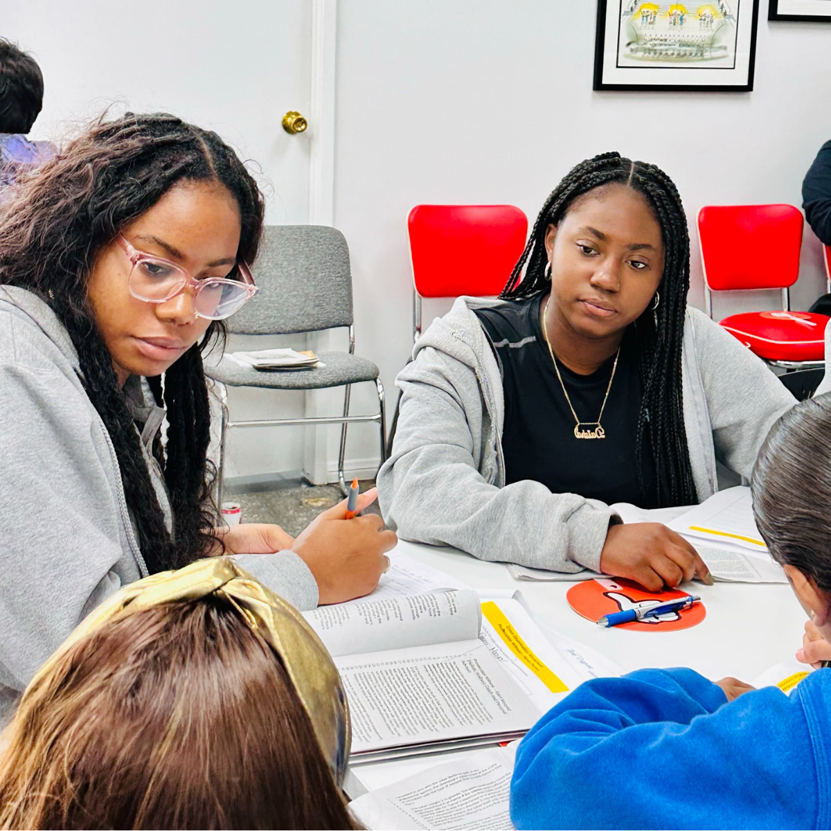 Students around a table